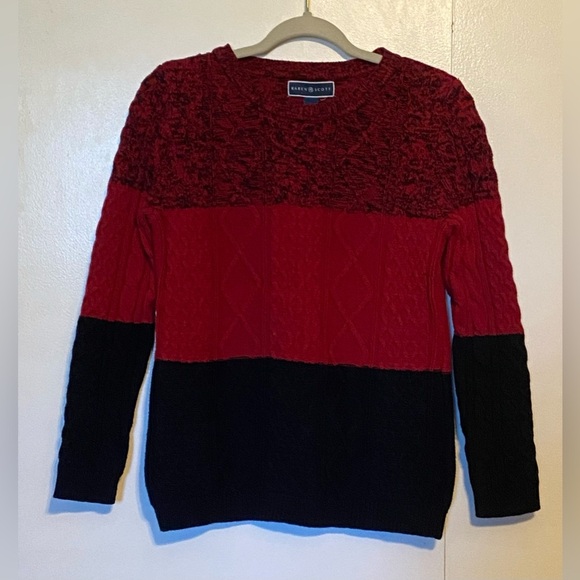 Karen Scott Cotton Knit Colorblocked Sweater, Medium - Picture 1 of 5